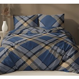 Zateplené kombinované deky v polštáři Modrozlaté káro 150X200 50X60 Obrázek pro produkt Zateplené kombinované deky v polštáři Modrozlaté káro 150X200 50X60