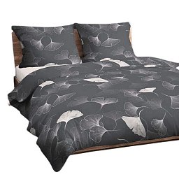 Obrázek pro produkt Bavlněné povlečení Ginkgo biloba šedá 140X200 70X90 